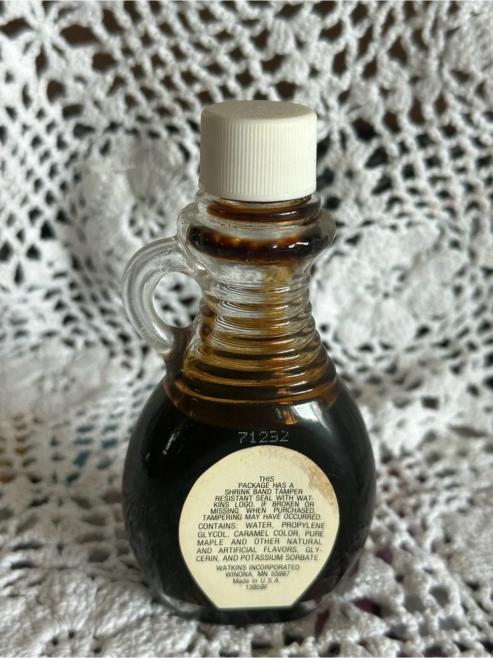 Watkins Maple Flavor - 2fl oz glass bottle, vintage prop/kitchen/collector